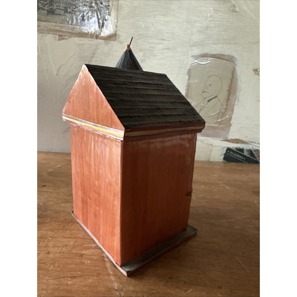 Vintage Chinese Balsa Wood‎ Straw House Trinket Box Philadelphia Meow Reo - Picture 3 of 14
